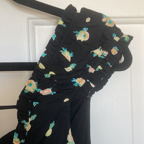 Free People flirty lemon 🍋 print black dress - Picture 5 of 8